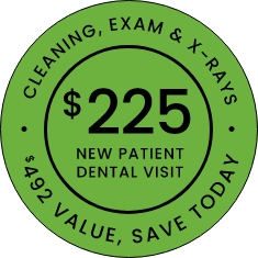 225$ Cleaning Exam & XRay New Patient Special stamp